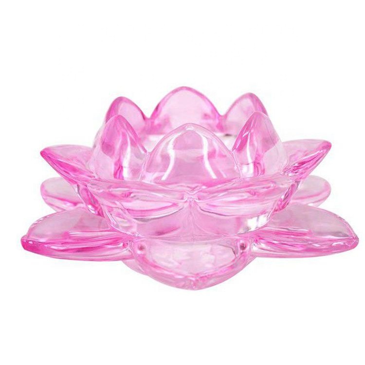 Colored crystal lotus flower candle holder wholesale