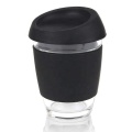 Reusable borosilicate glass coffee cup Portable mug cups coffee glass with Eco Silicone Lid