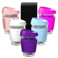 Reusable borosilicate glass coffee cup Portable mug cups coffee glass with Eco Silicone Lid