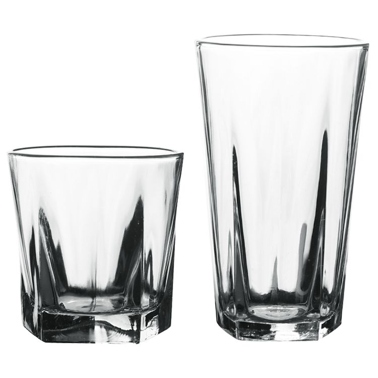 Pentagon shape whisky glass clear custom rock whiskey glass